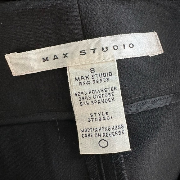 Max Studio Black Flat Front Tuxedo Pants, Velvet Side Stripe, size 8 - Picture 10 of 11